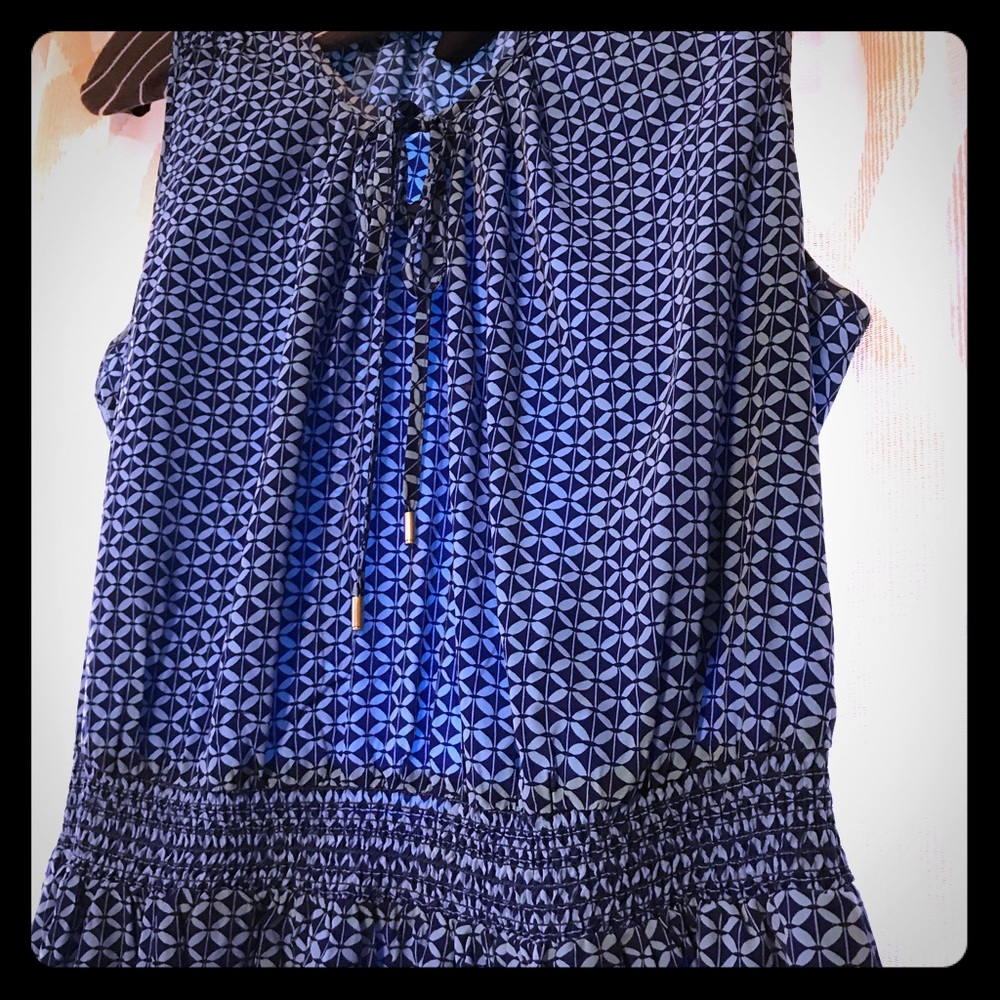 Blue Geometric Print GAP Sundress with Drawstring